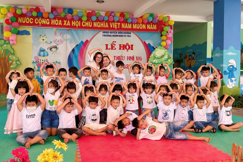 Cô, trò Trường Mầm non Tu Tra luôn hăng hái trong mọi hoạt động giáo dục