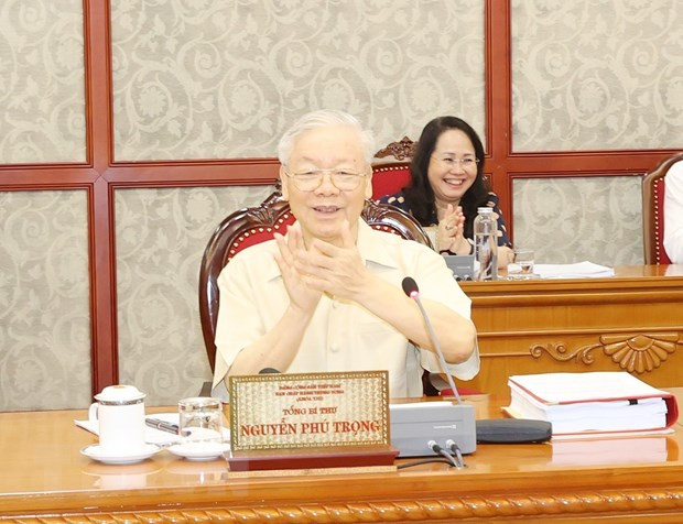 Tổng Bí thư Nguyễn Phú Trọng phát biểu kết luận cuộc họp