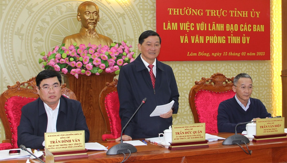 Đồng chí Bí thư Tỉnh ủy Lâm Đồng Trần Đức Quận kết luận buổi làm việc