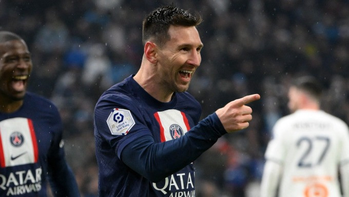 Messi mừng bàn thứ 700 ở cấp CLB. Ảnh: LEquipe.