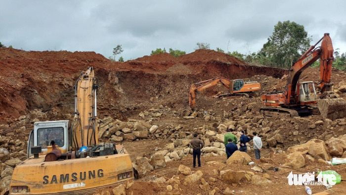 Việc khai thác đá lậu tại thôn Đức Bình (xã Đức Mạnh, huyệnĐắk Mil) đã bị phát hiện, ngăn chặn - Ảnh: TRUNG TÂN