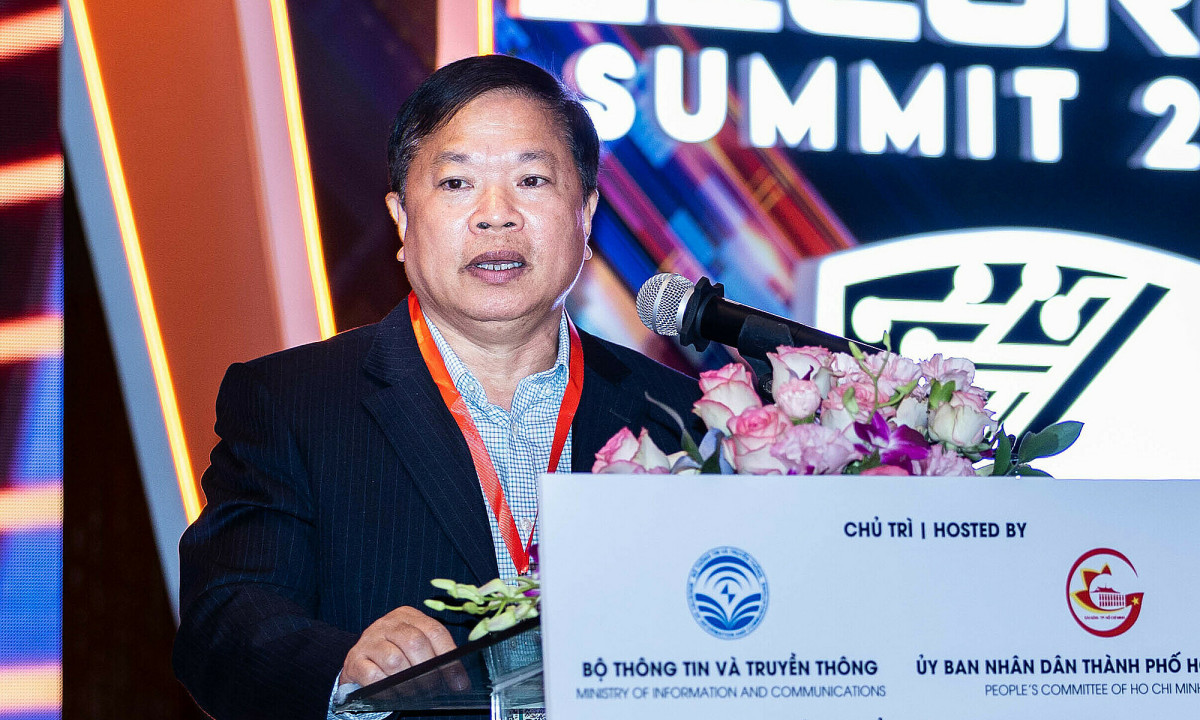 Thiếu tướng Nguyễn Văn Giang, Phó Cục trưởng Cục An ninh mạng và phòng, chống tội phạm sử dụng công nghệ cao, phát biểu tại sự kiện. Ảnh: IEC