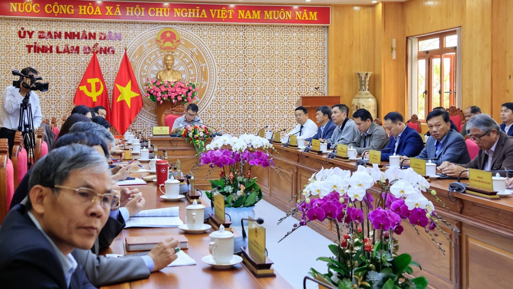 Phó Chủ tịch UBND tỉnh Lâm Đồng Nguyễn Ngọc Phúc chủ trì phiên họp tại điểm cầu UBND tỉnh Lâm Đồng