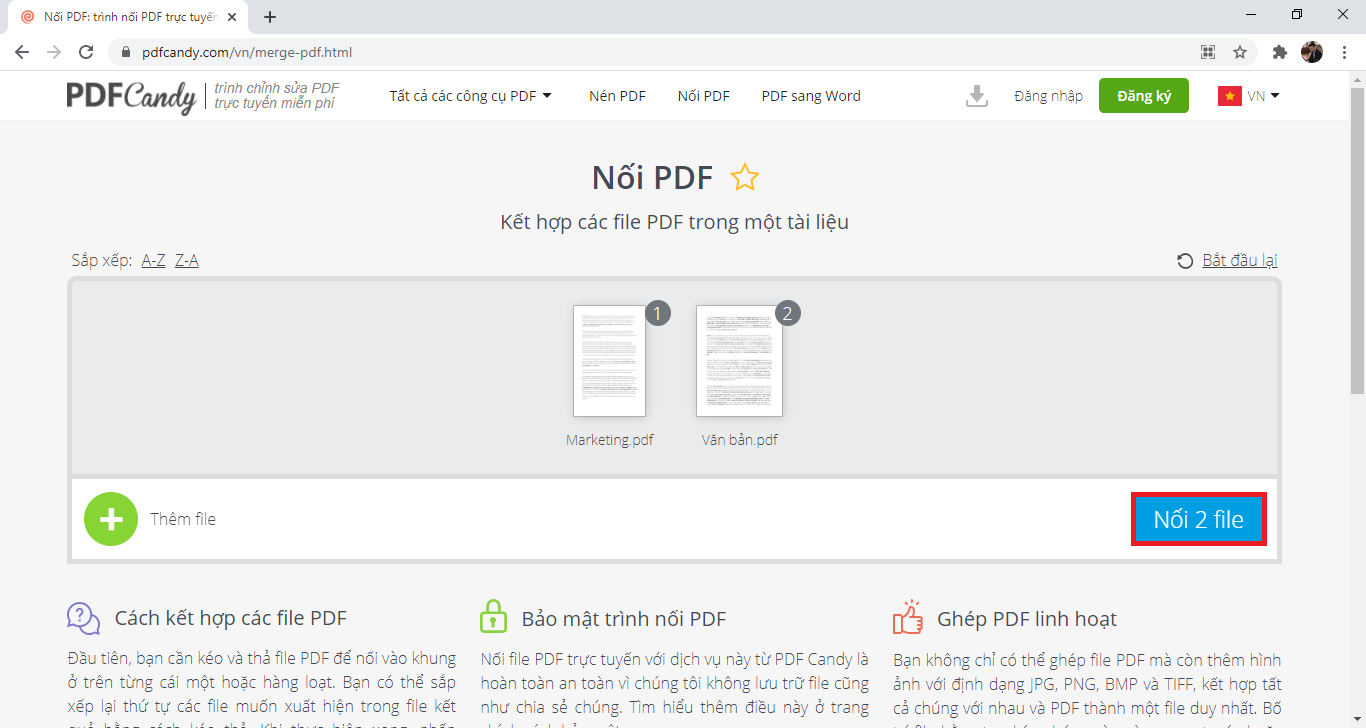 Cách ghép/gộp nhiều file thành một file PDF, không cần cài phần mềm