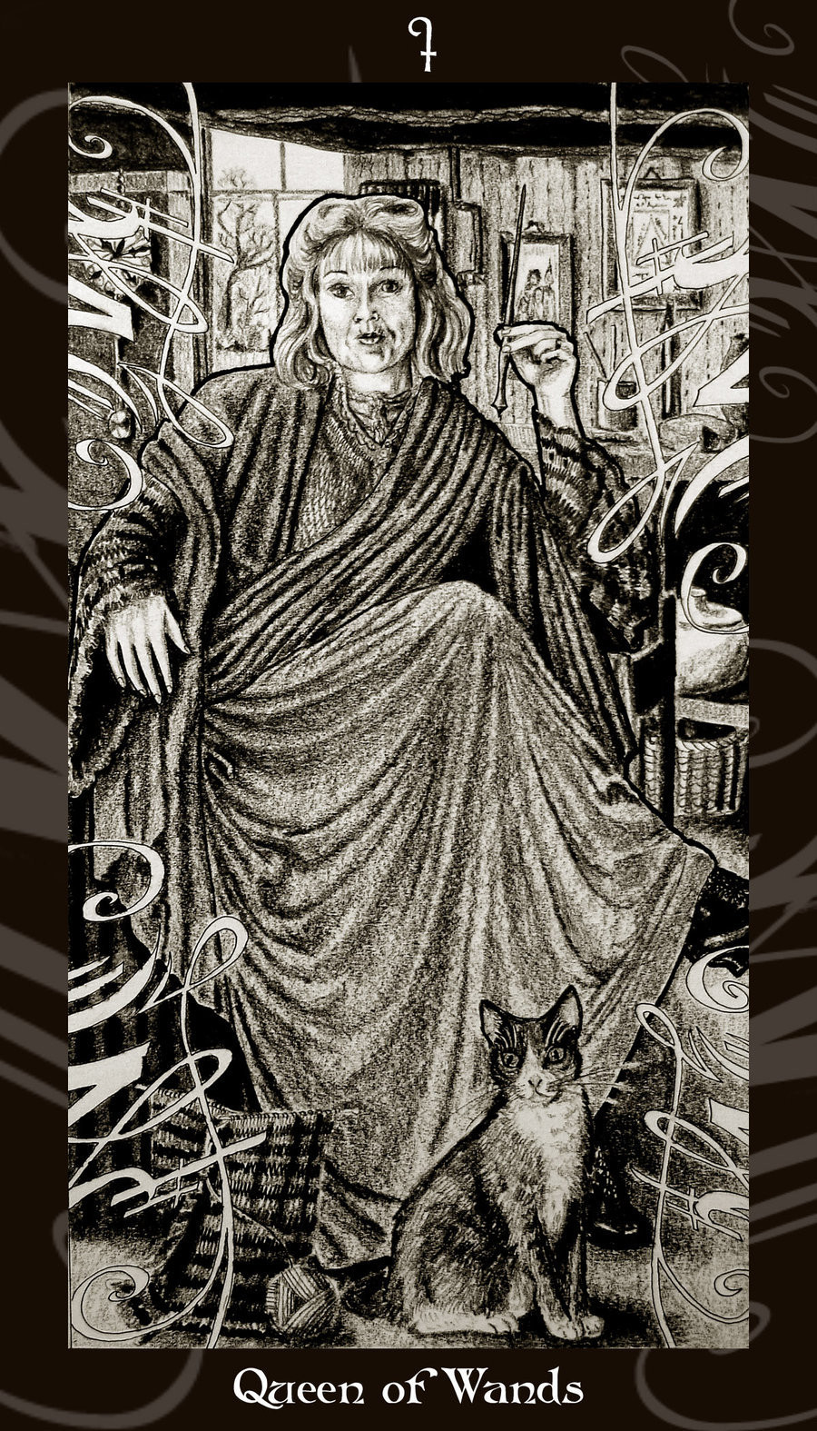 Lá Queen of Wands trong bộ Harry Potter Tarot