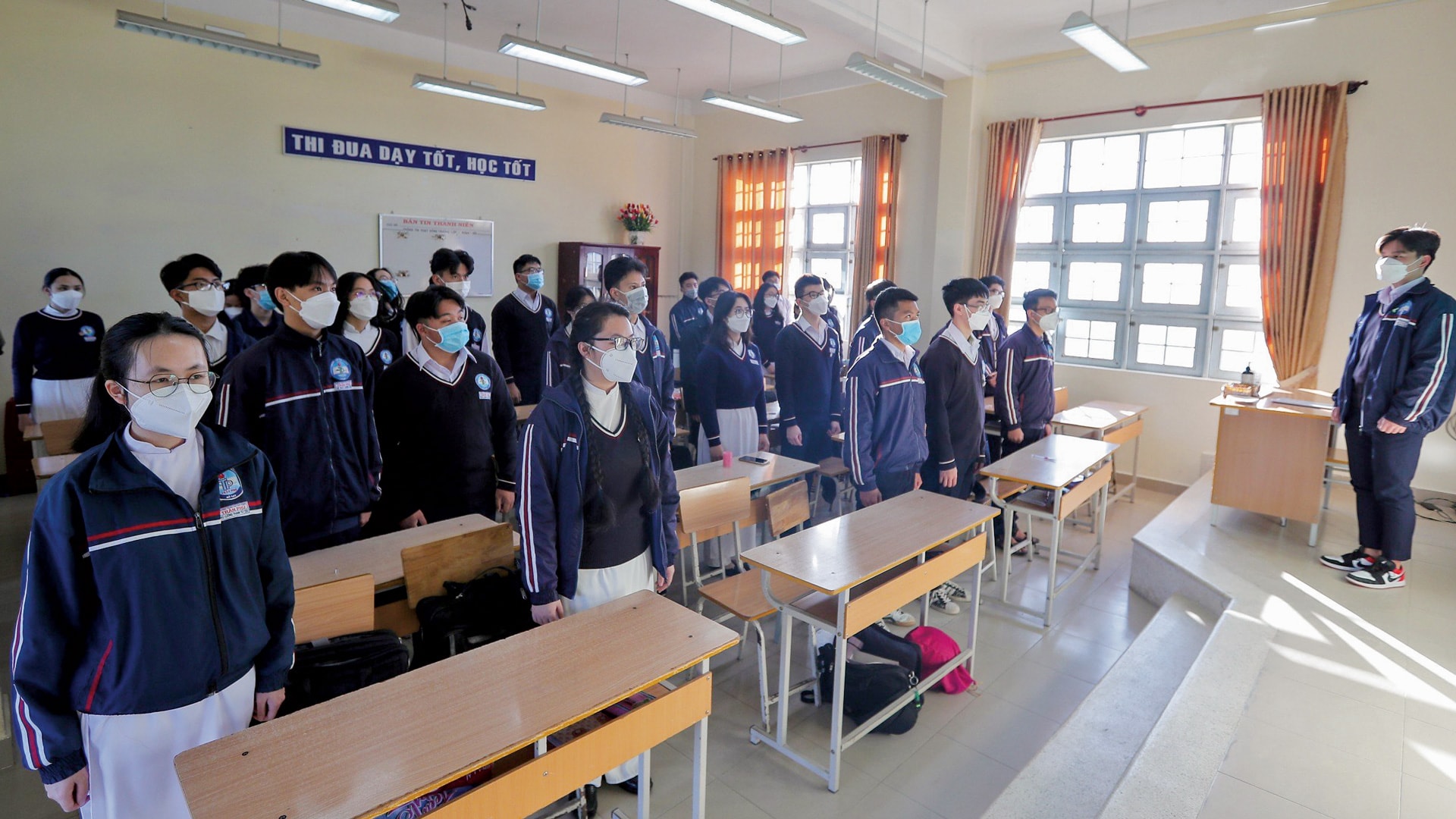 Học sinh Trường THPT Trần Phú, ngôi trường với nhiều thành tích nổi bật trên địa bàn tỉnh. Ảnh: C.T