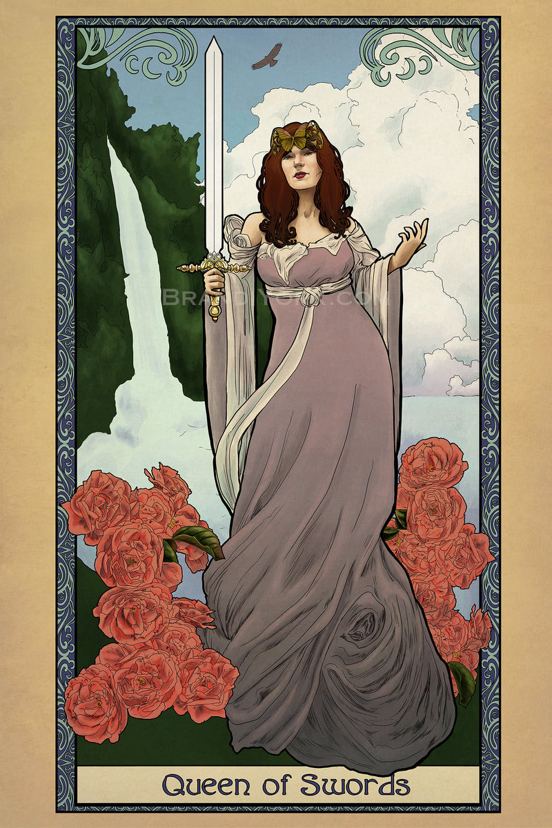 Tabletop Tarot - Queen of Swords - Print – Brandi York Fine Art and Random Geekery