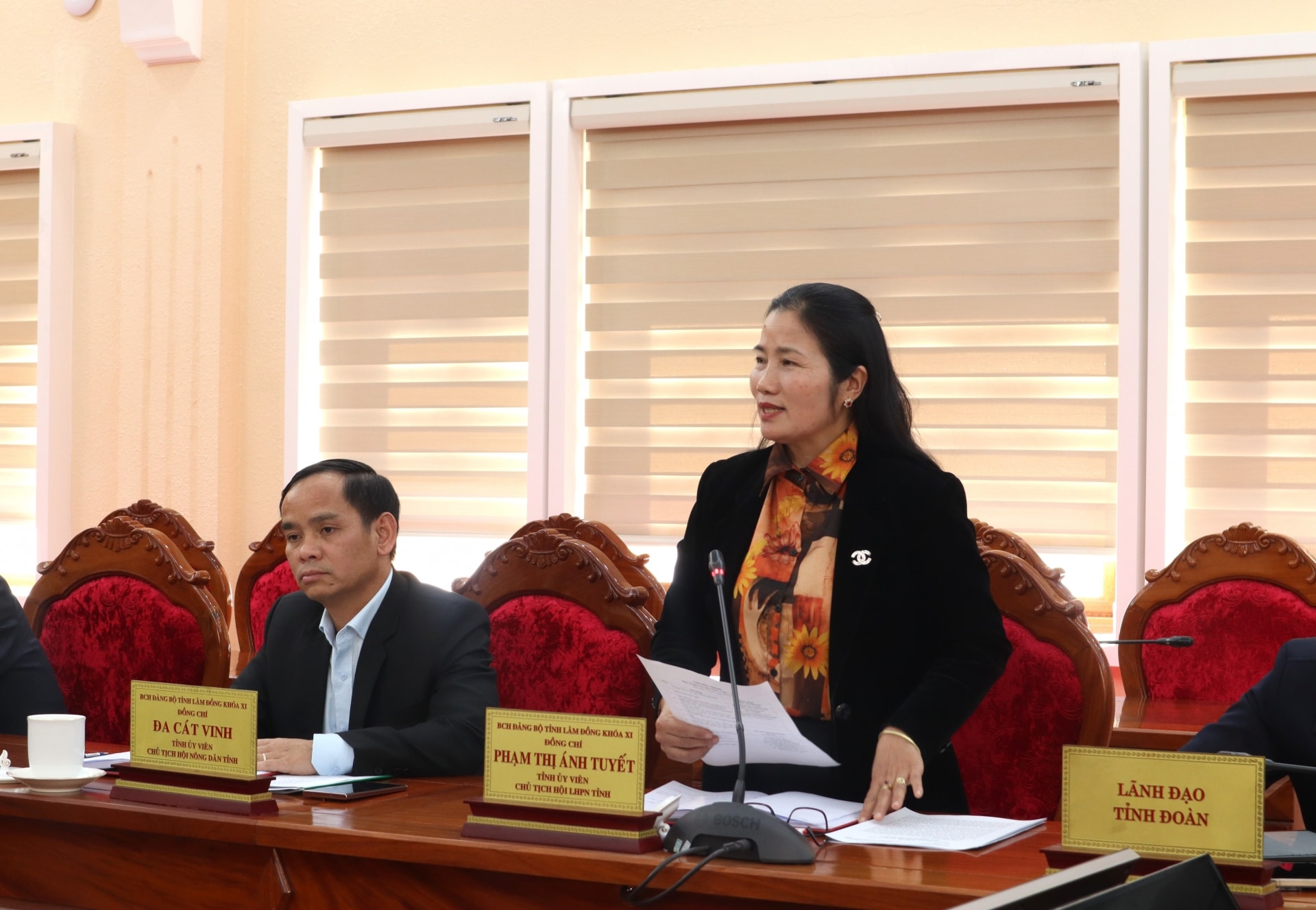 Lãnh đạo Hội Liên hiệp Phụ nữ tỉnh tham gia ý kiến tại Hội