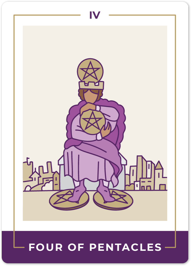 Four of Pentacles Tarot Card Meanings | Biddy Tarot