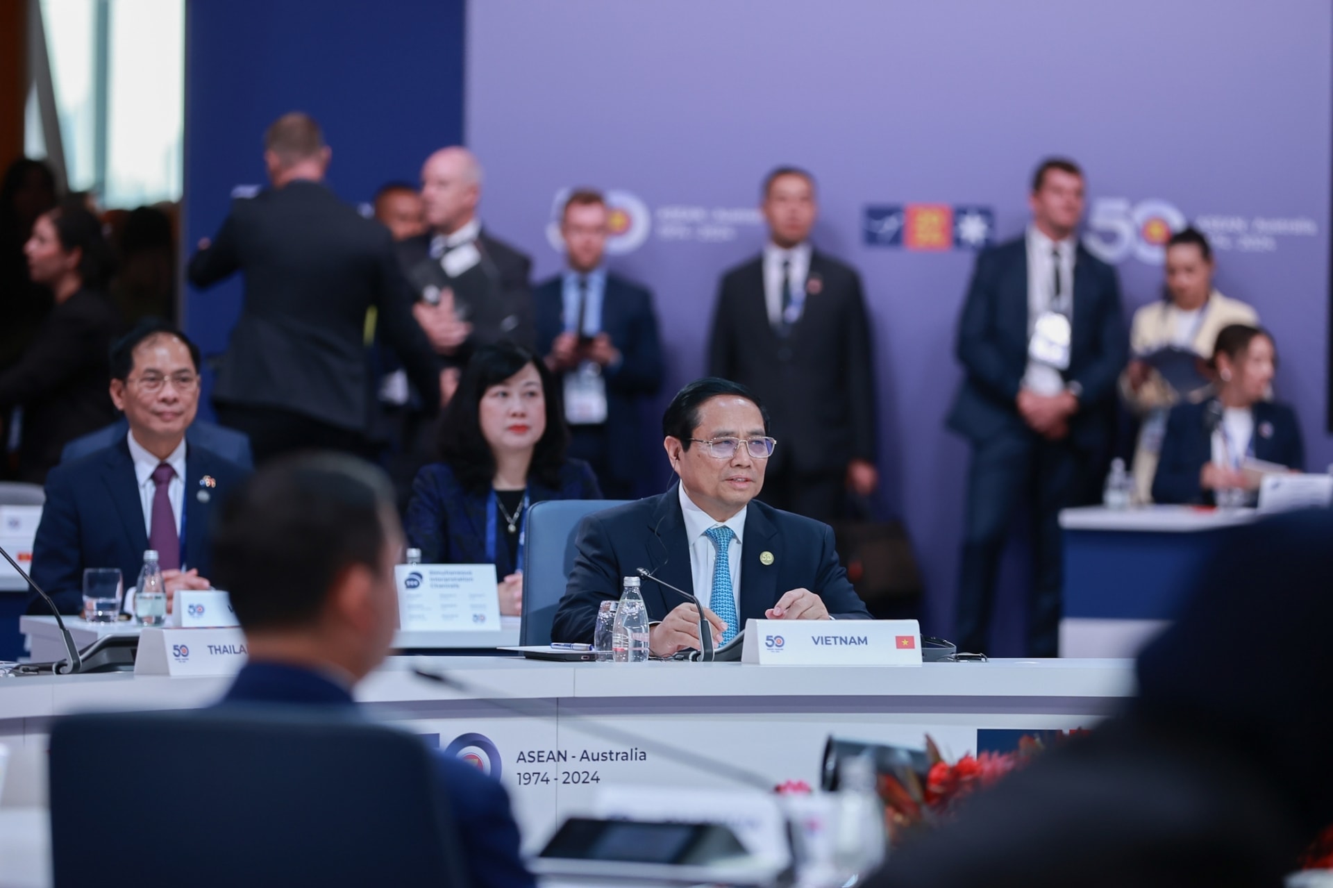 Thủ tướng Phạm Minh Chính và đoàn đại biểu Việt Nam tham dự Phiên họp toàn thể Hội nghị Cấp cao đặc biệt ASEAN - Australia. Ảnh: Chinhphu.vn