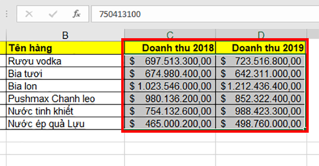 Cách định dạng số kiểu tiền tệ và kiểu kế toán trong Excel