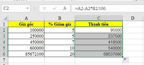 Cách tính phần trăm (%) giảm giá, tăng giá nhanh và chuẩn nhất