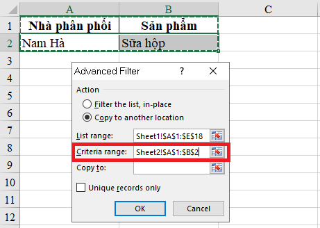 Hướng dẫn cách trích lọc dữ liệu trong Excel sang sheet khác theo điều kiện