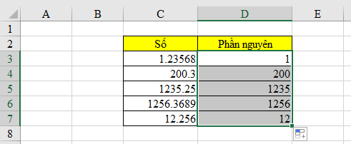 2 cách đơn giản giúp lấy phần nguyên của một số trong Excel