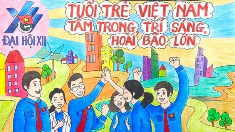 Tranh vẽ kỷ niệm ngày thành lập Đoàn TNCS Hồ Chí Minh