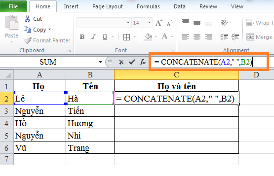 Hướng dẫn cách ghép 2 hay nhiều cột trong Excel