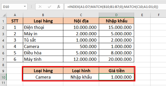 Hướng dẫn cách dò tìm dữ liệu theo hàng và cột trong excel