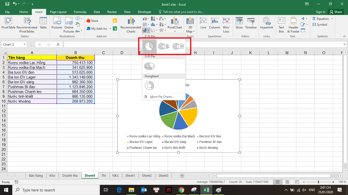 Cách vẽ biểu đồ tròn trong Excel một cách đơn giản chi tiết nhất