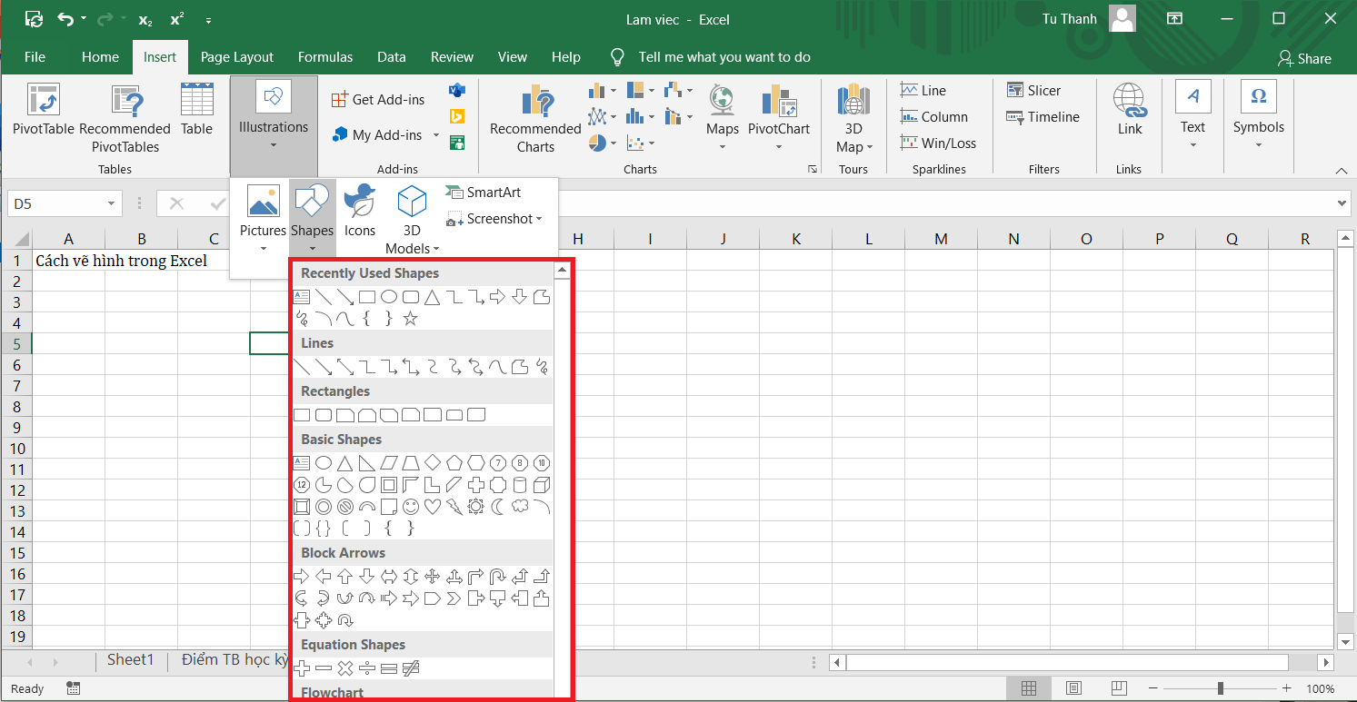 Mẹo hướng dẫn cách vẽ hình trong Excel cực nhanh mà ai cũng làm được