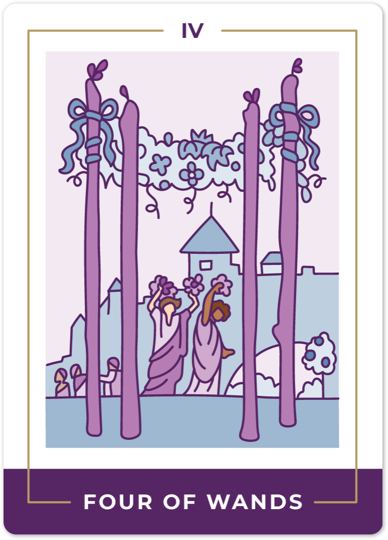 Four of Wands Tarot Card Meanings | Biddy Tarot
