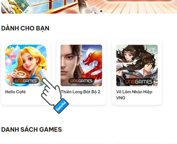 Chọn game Hello Cafe VNG