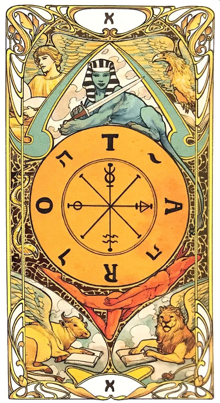 Wheel of Fortune - Golden Art Nouveau Tarot | Tarot cards art, Tarot art, 78 tarot cards