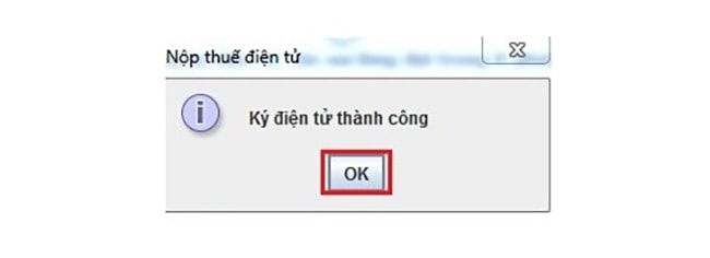 hệ thông báo ký điện tử thành công