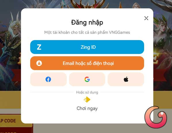 Đăng nhập tài khoản chơi game