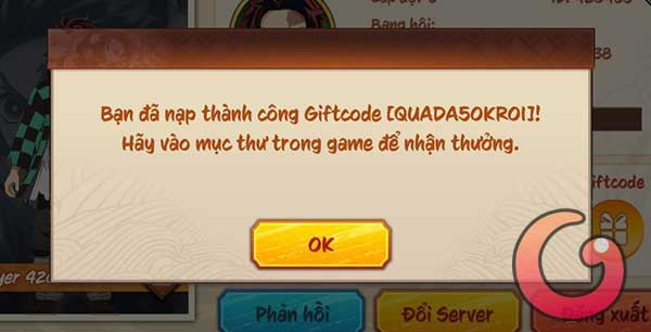 Đổi code thành công