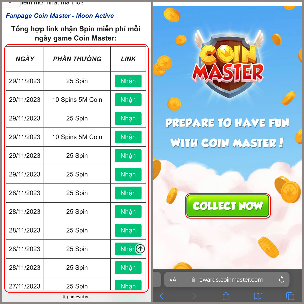 Cách nhận Spin Coin Master