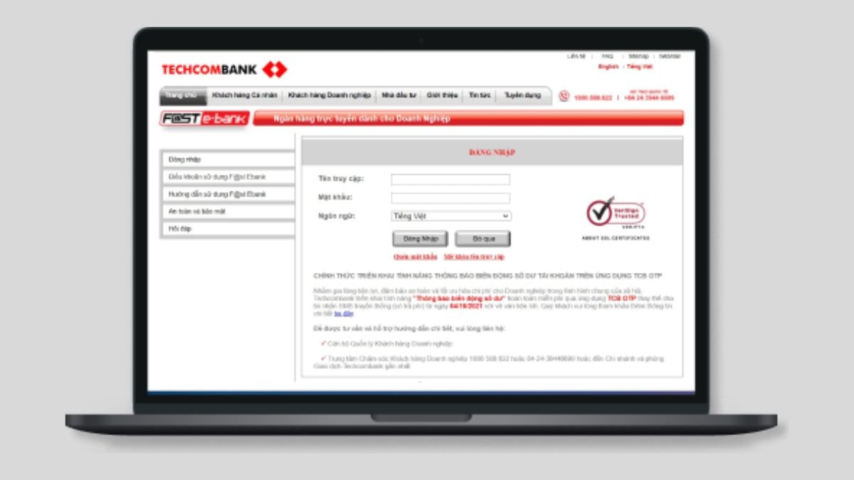 Trang web của Techcombank