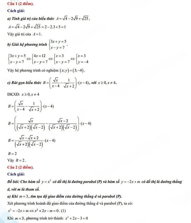 Đáp án đề thi vào 10 môn Toán Đắk Lắk năm 2024