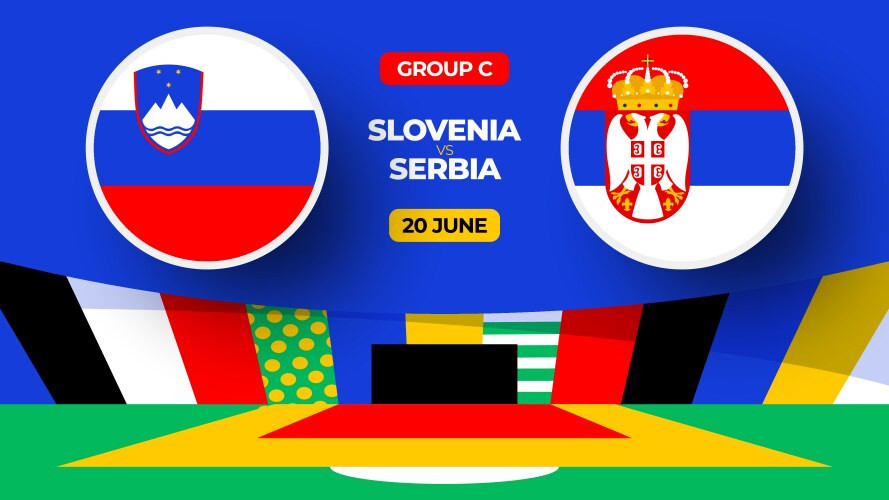 Slovenia vs serbia football 2024 match versus Vector Image