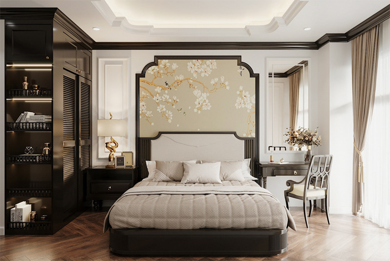 Tính hài hòa được đề cao trong phòng ngủ phong cách Indochine