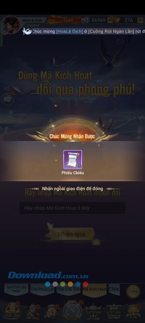 Nhận phần quà từ mã code