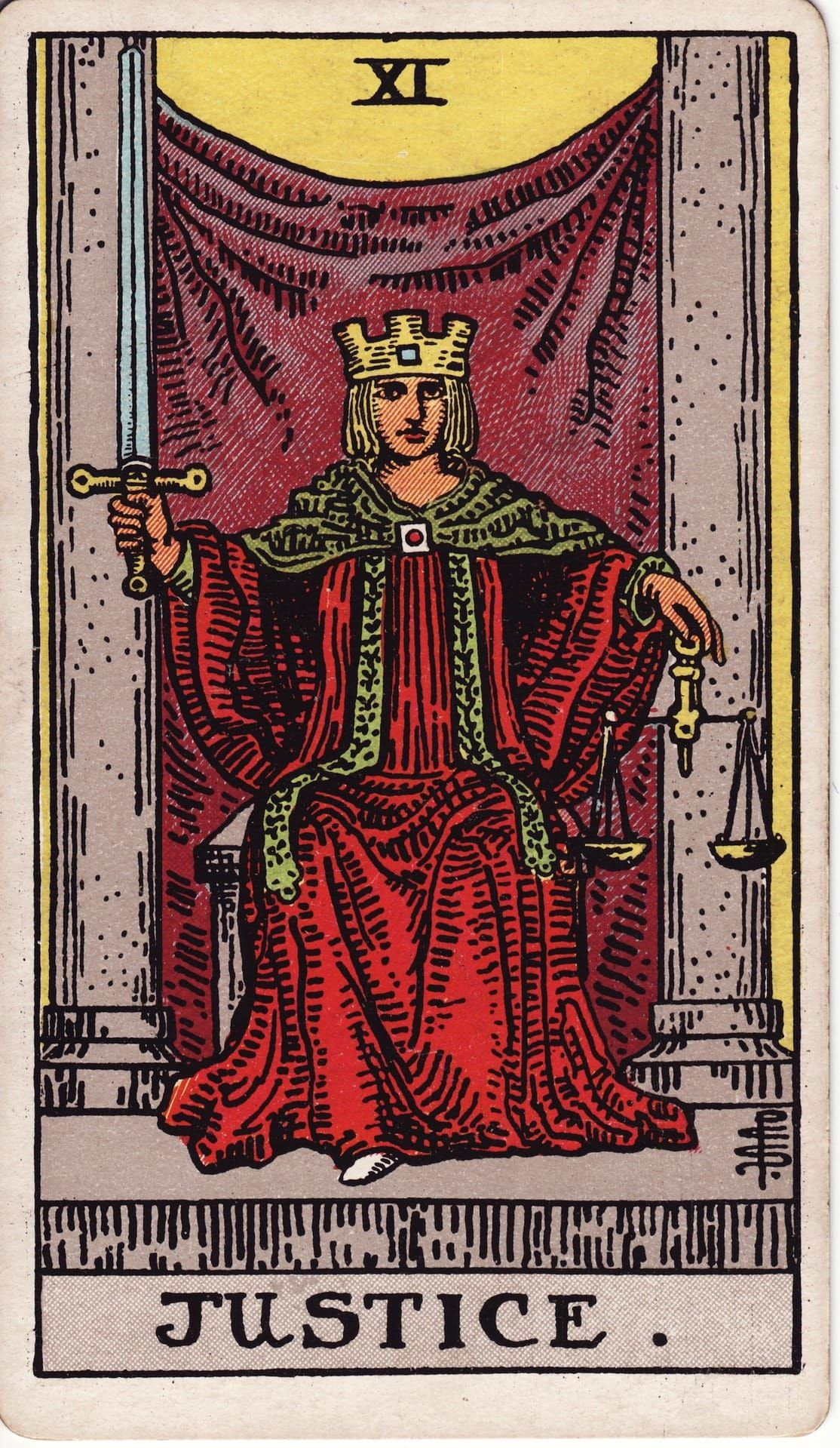 Major Arcana – Justice Tarot | Justice tarot, Rider waite tarot decks, Tarot major arcana