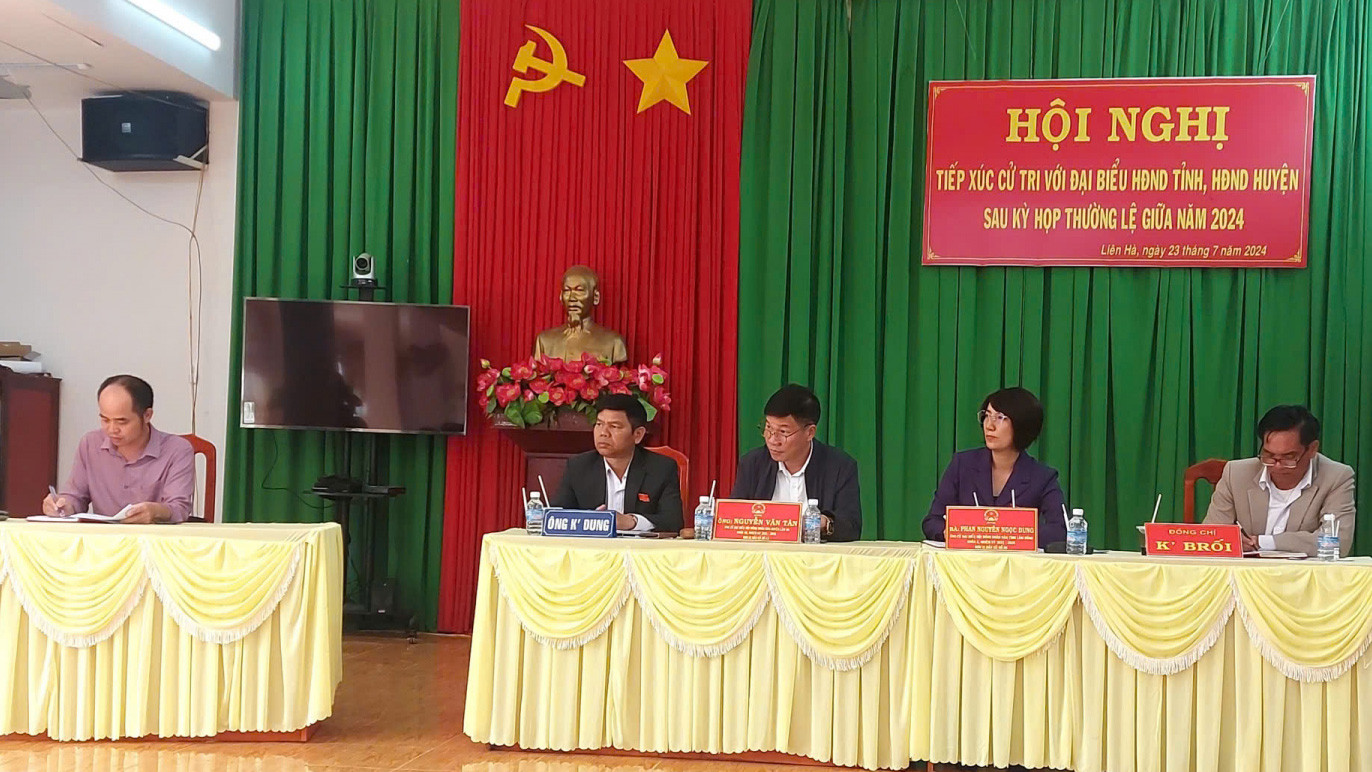 Các đại biểu HĐND tỉnh, HĐND huyện tiếp xúc tại xã Liên Hà