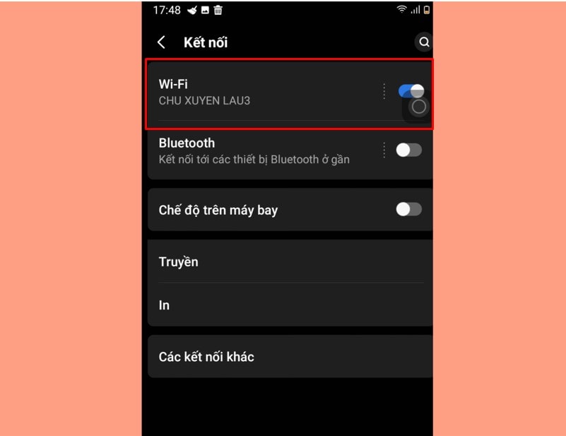 Chọn wifi để đăng nhập wattpad bị lỗi