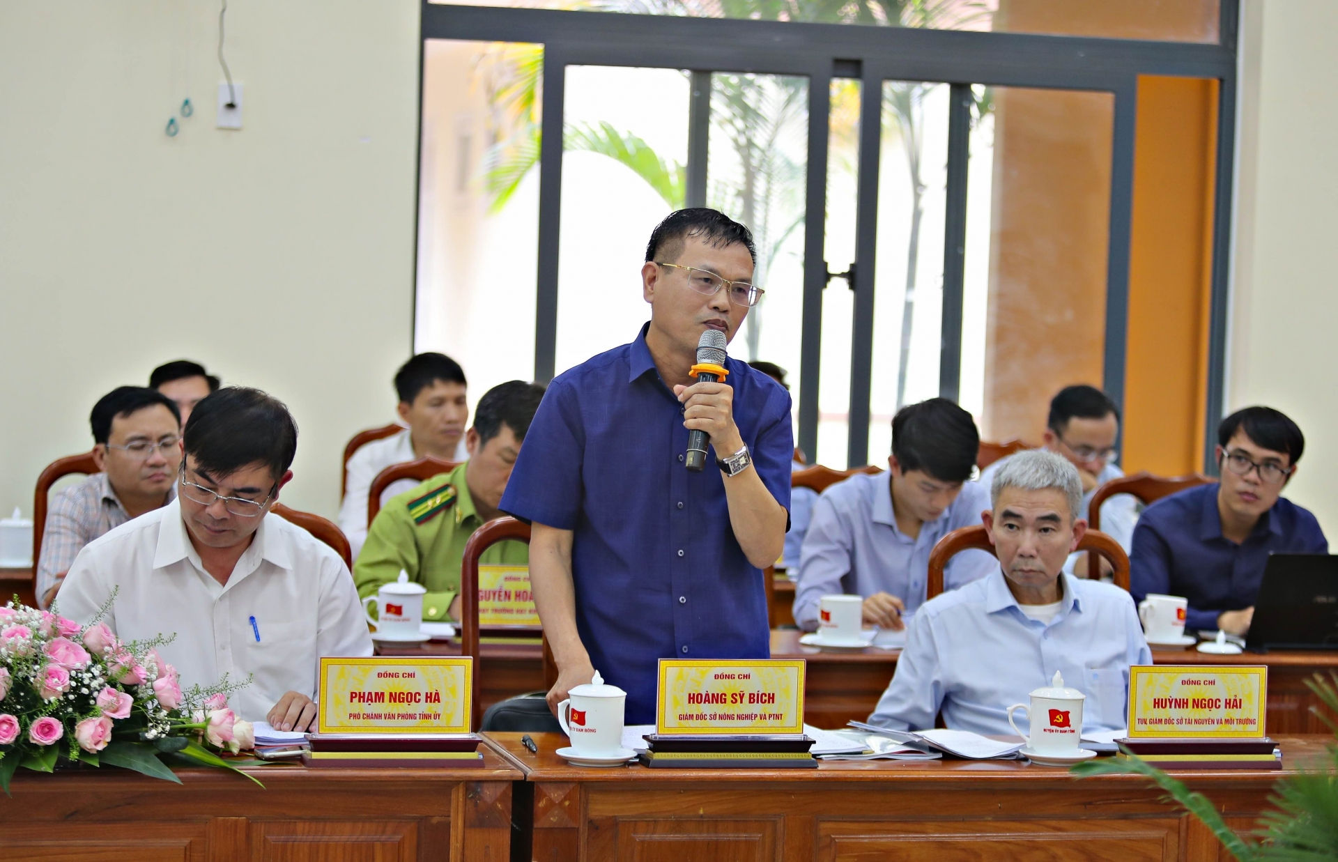 Đồng chí Hoàng Sỹ Bích, Giám đốc Sở Nông nghiệp và Phát triển nông thôn phát biểu 