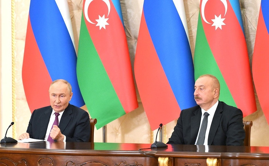 Tổng thống Vladimir Putin và người đồng cấp Azerbaijan Ilham Aliyev. (Nguồn: RIA Novosti)