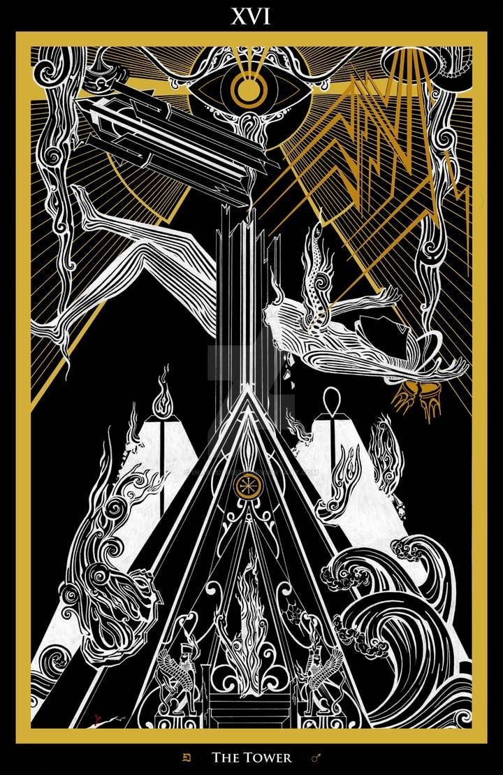 XVI - The Tower / Der Turm Tarot by InaAuderieth on DeviantArt