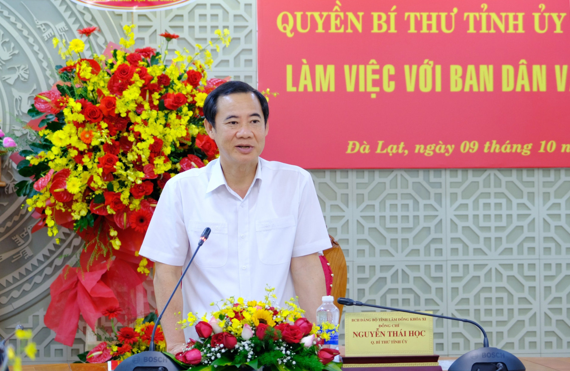 Đồng chí Nguyễn Thái Học - Quyền Bí thư Tỉnh ủy phát biểu kết luận buổi làm việc