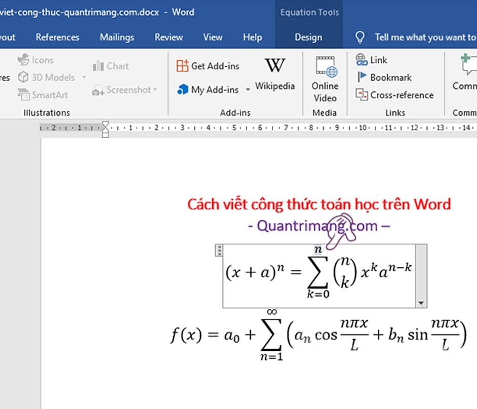 Cách chèn công thức toán học trong Word nhanh 14