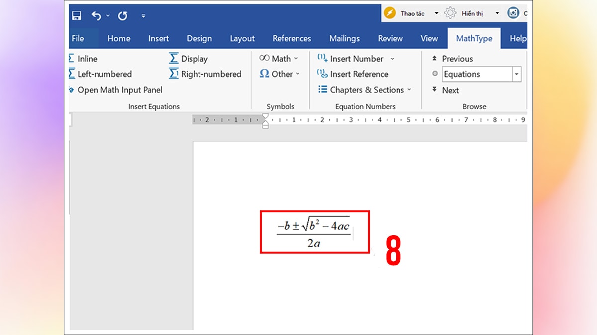 Viết công thức toán học trong word cách 3 bước 6