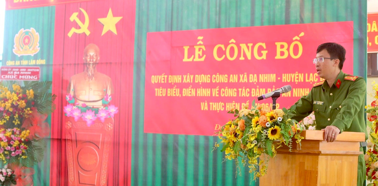 Thượng tá Phạm Thanh Hùng - Phó Giám đốc Công an tỉnh  phát biểu tại Lễ công bố