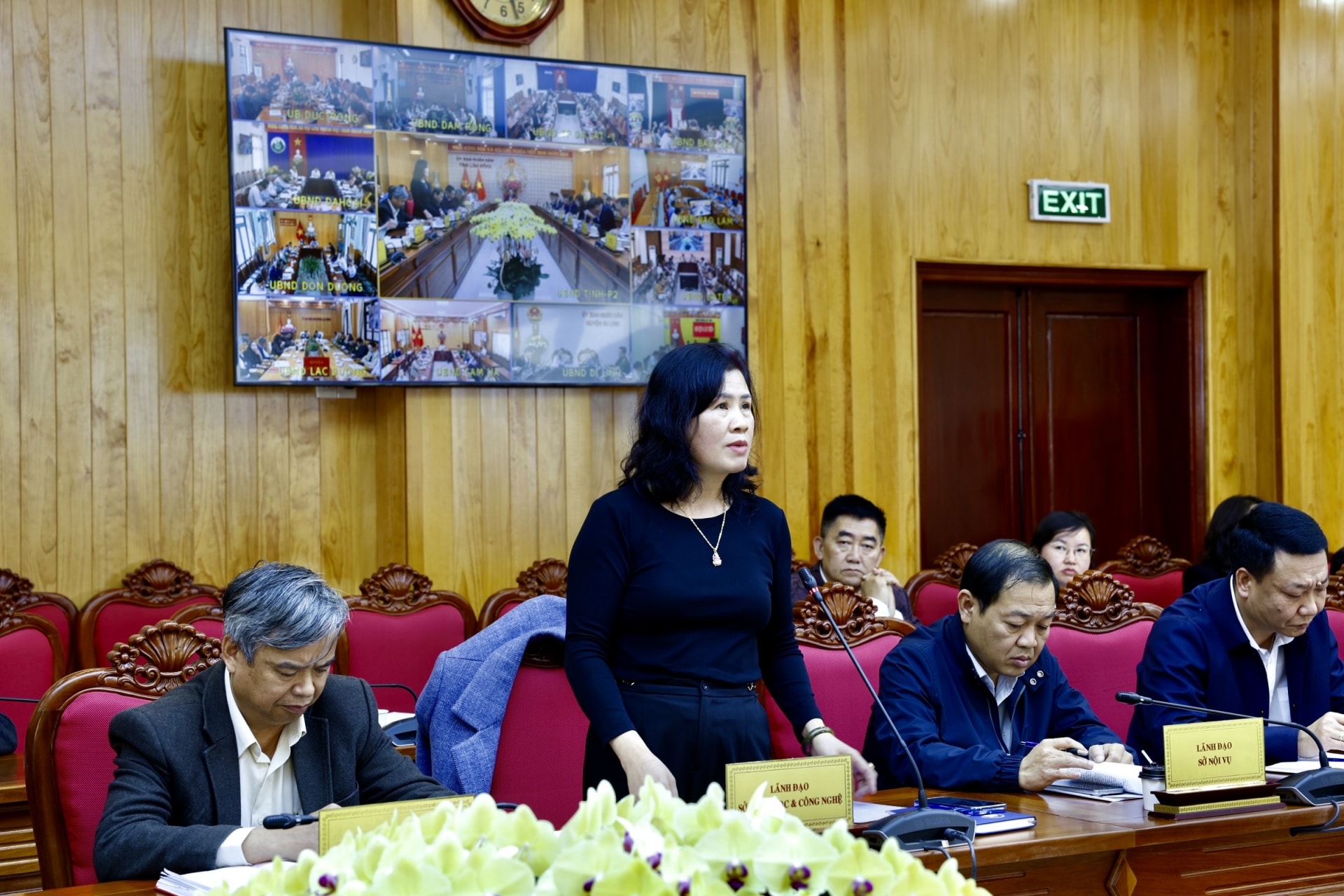 Giám đốc Sở Khoa học và Công nghệ Võ Thị Hảo, báo cáo về tình hình hoạt động khoa học công nghệ