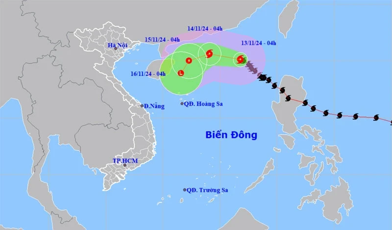 Vị trí và hướng di chuyển của bão số 8. (Nguồn: nchmf.gov.vn)