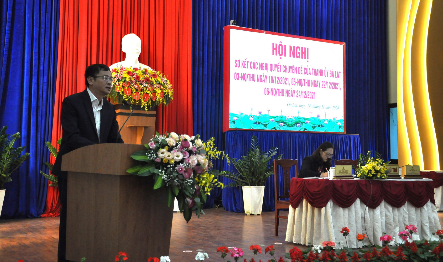 Chủ tịch UBND thành phố Đà Lạt Đặng Quang Tú phát biểu tại Hội nghị