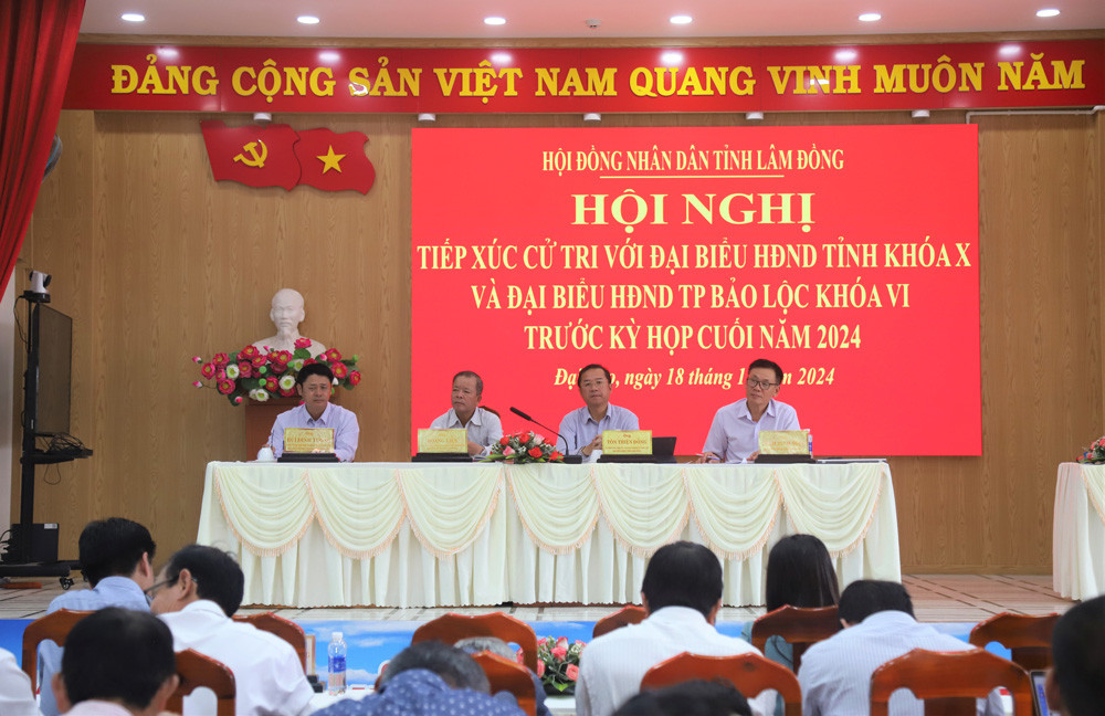 Đại biểu HĐND tỉnh thuộc Tổ bầu cử số 15 và đại biểu HĐND TP Bảo Lộc tiếp xúc với cử tri xã Đại Lào