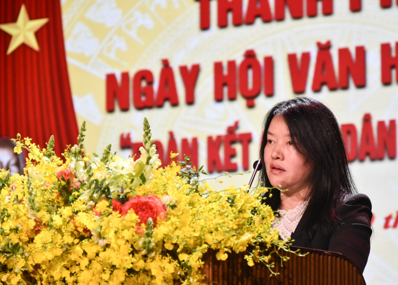Bà Trần Thị Vũ Loan - Phó Chủ tịch UBND TP Đà Lạt phát biểu tại Ngày hội 